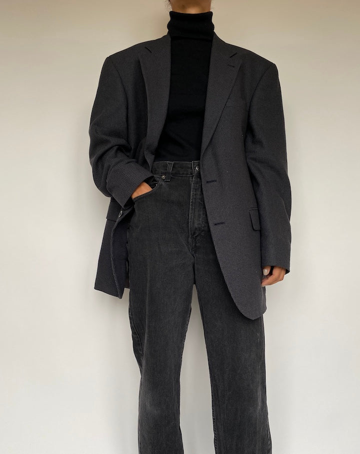 VINTAGE SINGLE BREASTED GREY AND BLACK BLAZER 1920