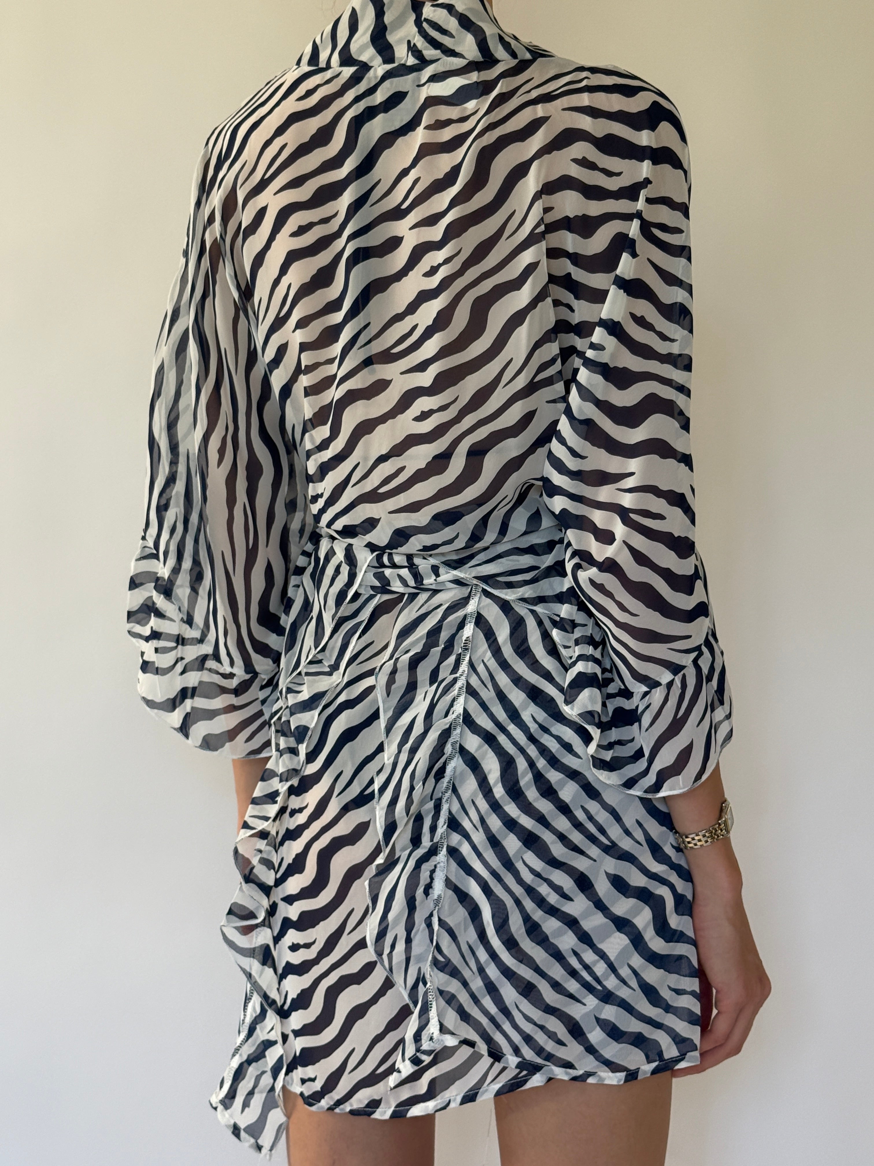 Vintage zebra print swim cover-up back view