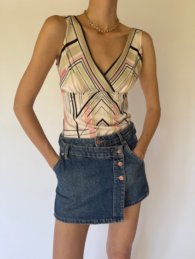 Vintage Multi-Colored Silk Top 5867