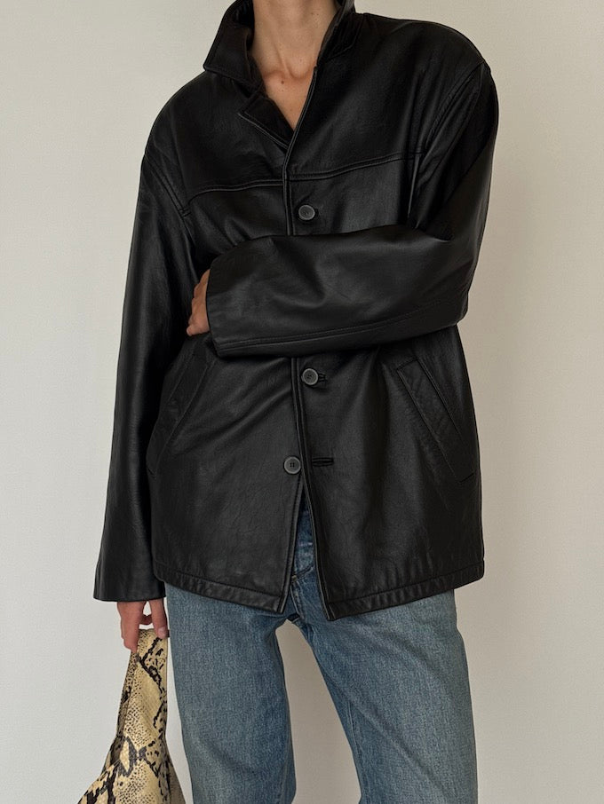 Vintage Leather Jacket Black 6474