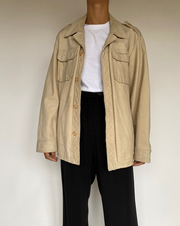 VINTAGE BEIGE DIESEL LEATHER JACKET 2622