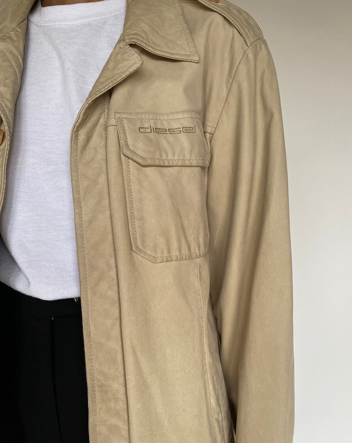 VINTAGE BEIGE DIESEL LEATHER JACKET 2622