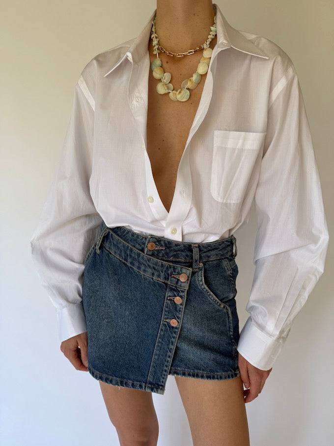 Vintage classic button-up shirt white 6006