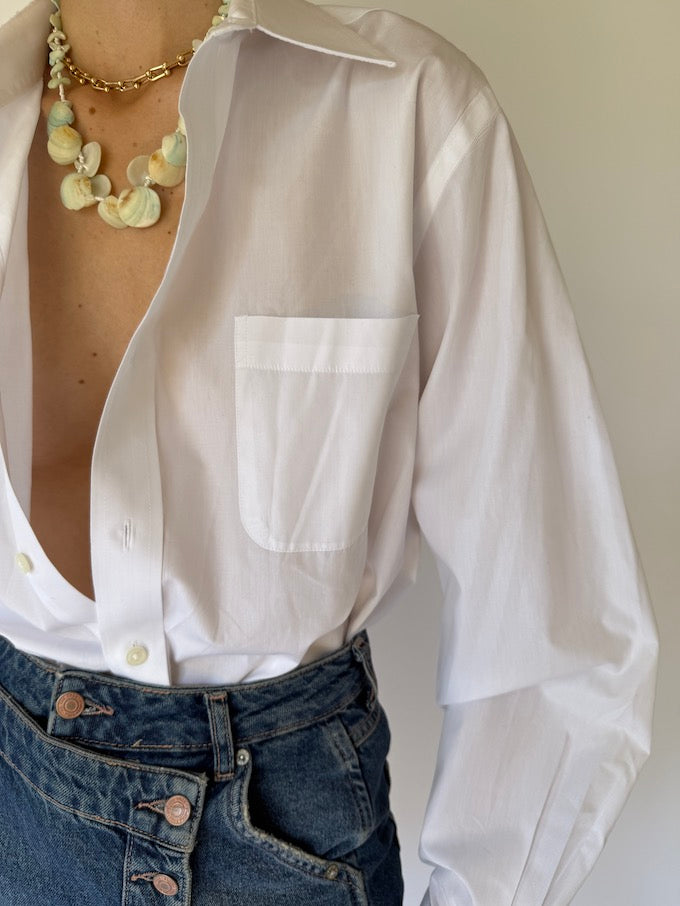 Vintage classic button-up shirt white 6006