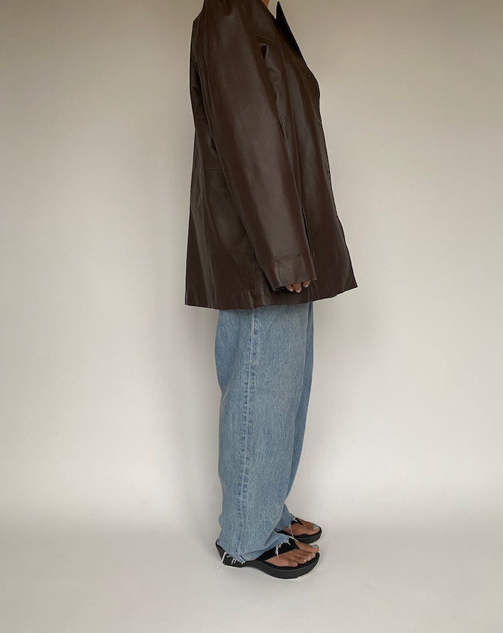 VINTAGE OVERSIZED BROWN LEATHER JACKET 1207