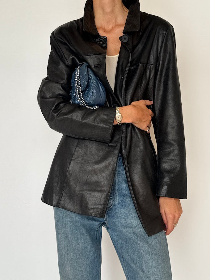 Vintage Leather jacket Black 6469