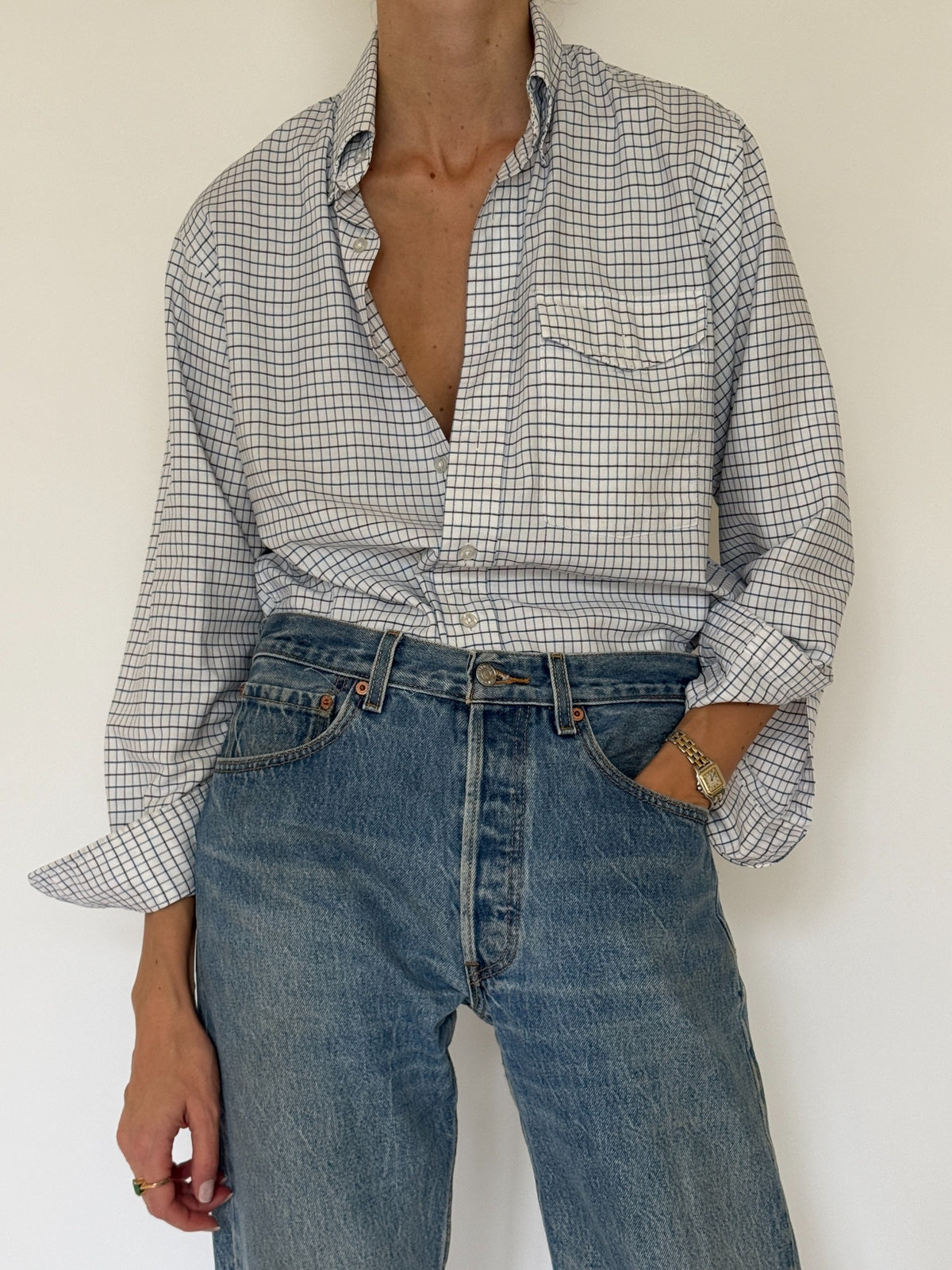 Vintage L.L.Bean blue check shirt image 5