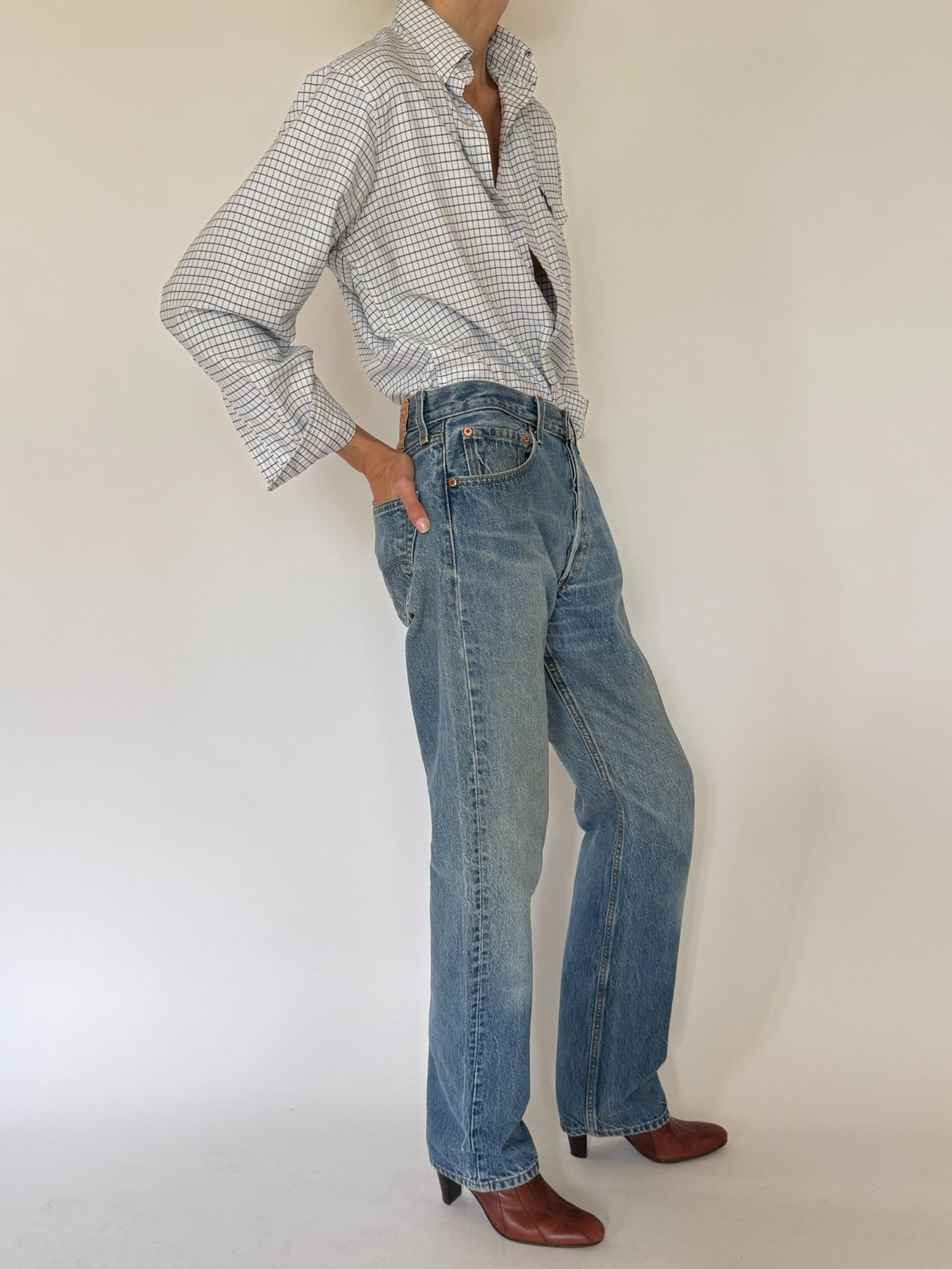 Vintage L.L.Bean blue check shirt image 1