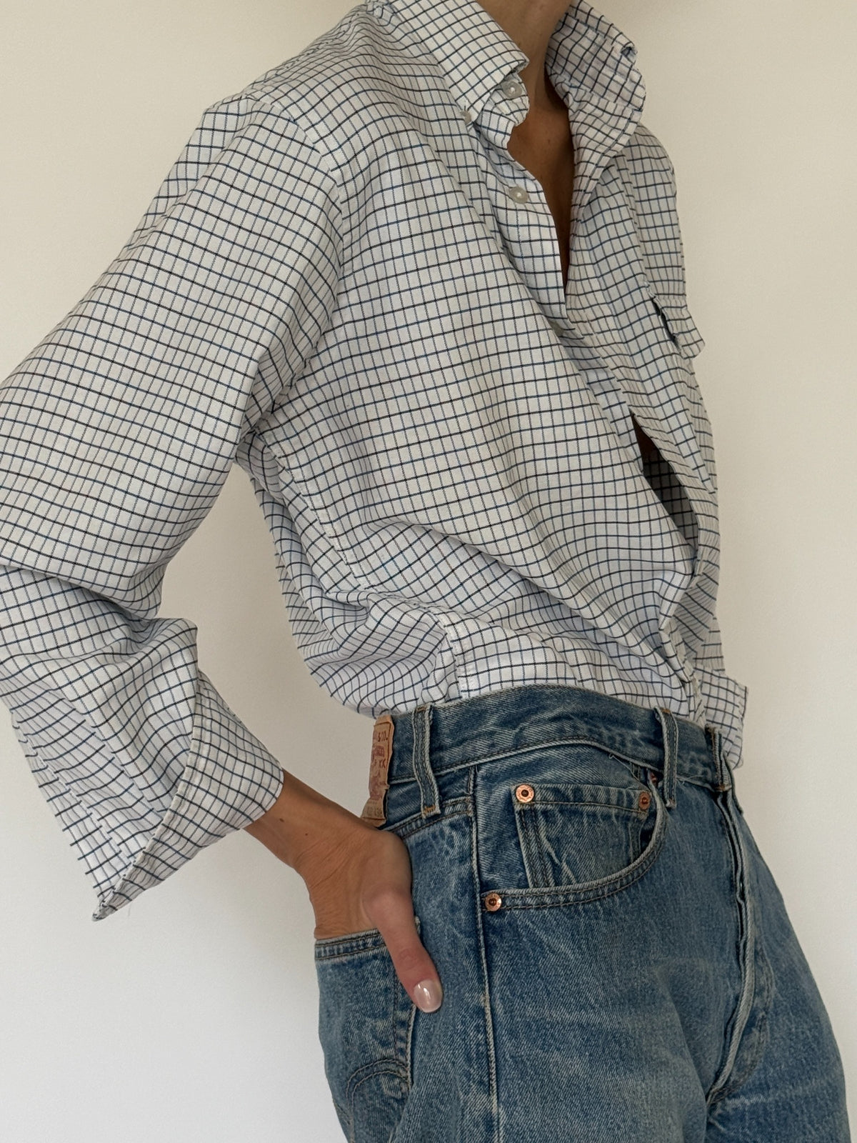 Vintage L.L.Bean blue check shirt image 4