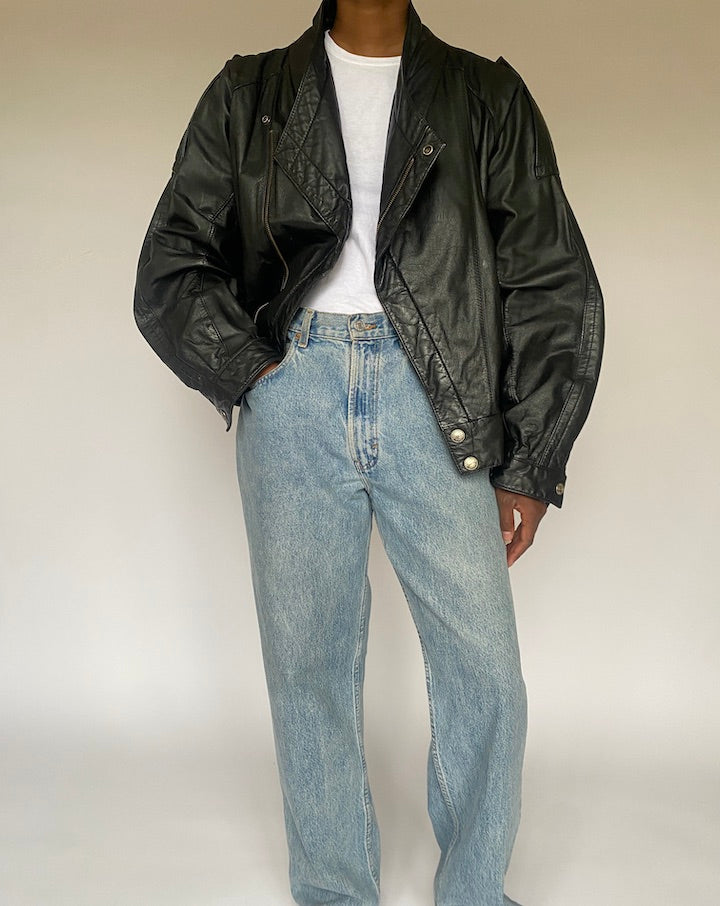 VINTAGE BLACK LEATHER JACKET 4874