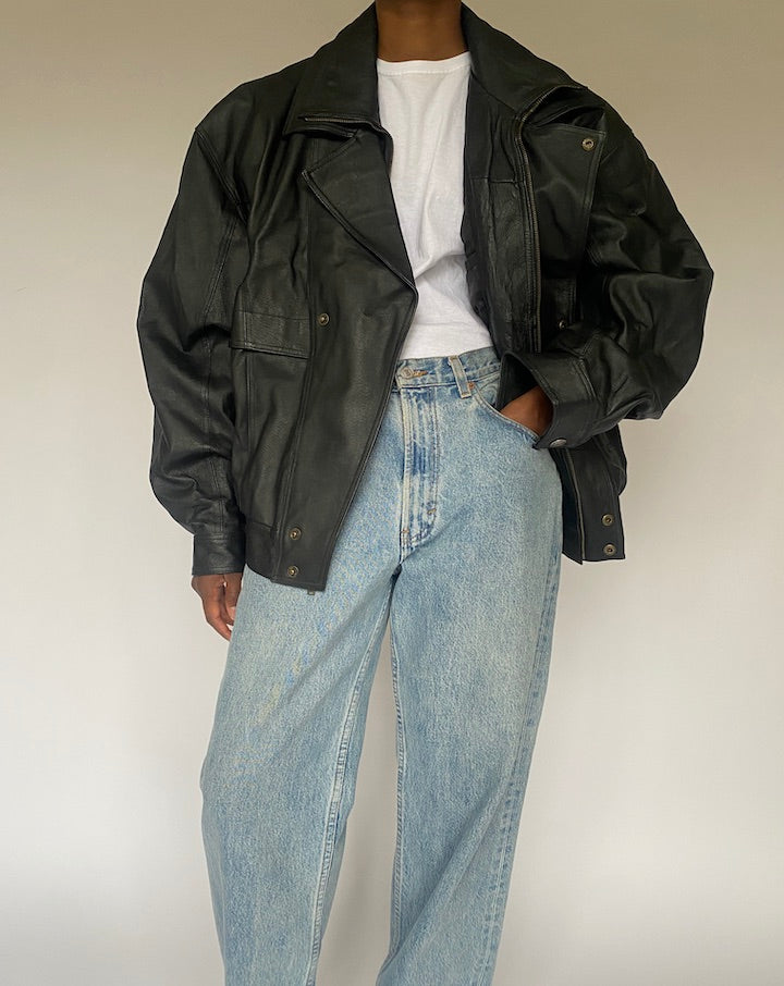VINTAGE BLACK LEATHER JACKET 4879