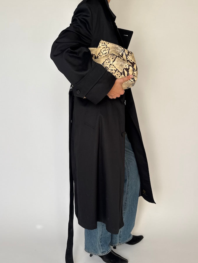 Vintage Long Trench Coat Black 6460
