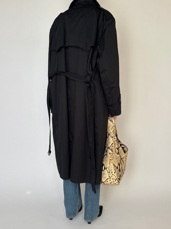 Vintage Long Trench Coat Black 6460