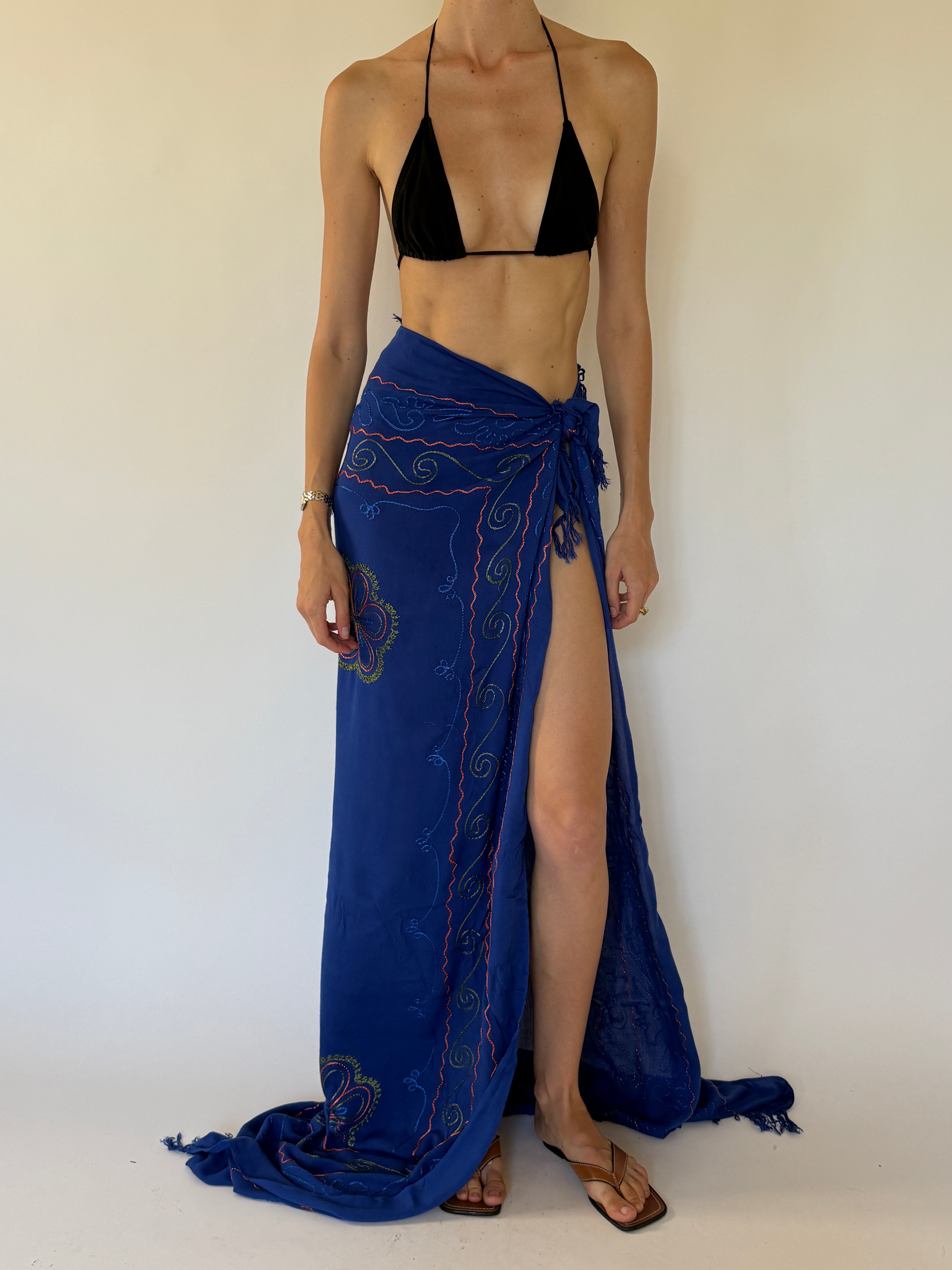 Vintage embroidered sarong wrapped as a skirt