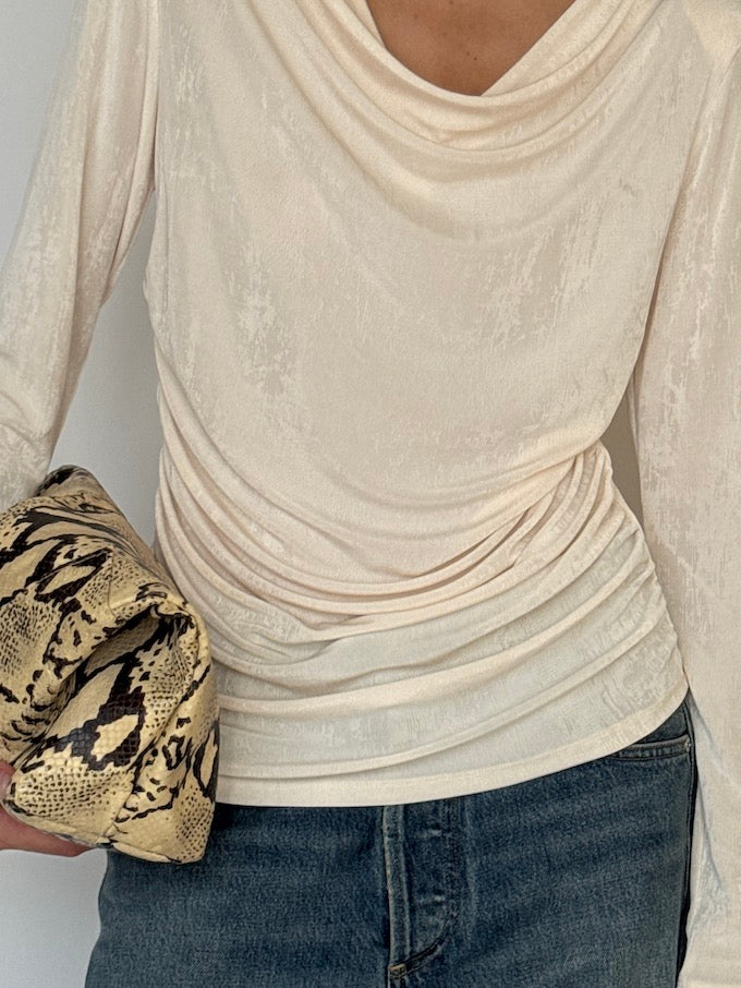Vintage Draped Top Ivory 6507