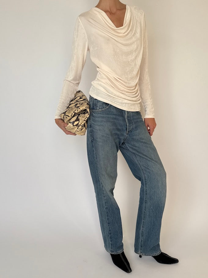 Vintage Draped Top Ivory 6507