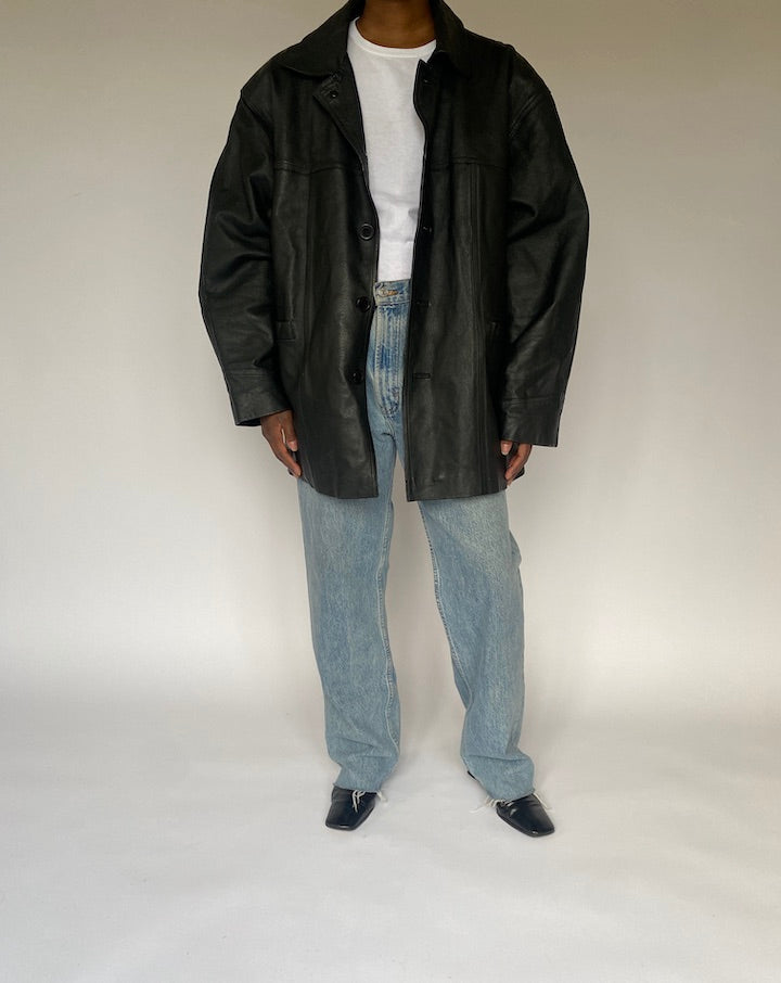 VINTAGE BLACK LEATHER JACKET 4862