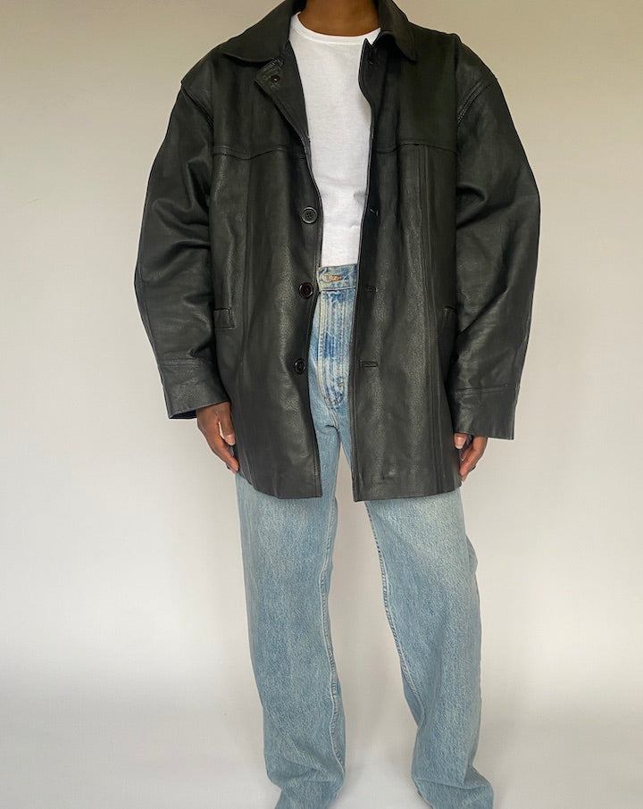 VINTAGE BLACK LEATHER JACKET 4862