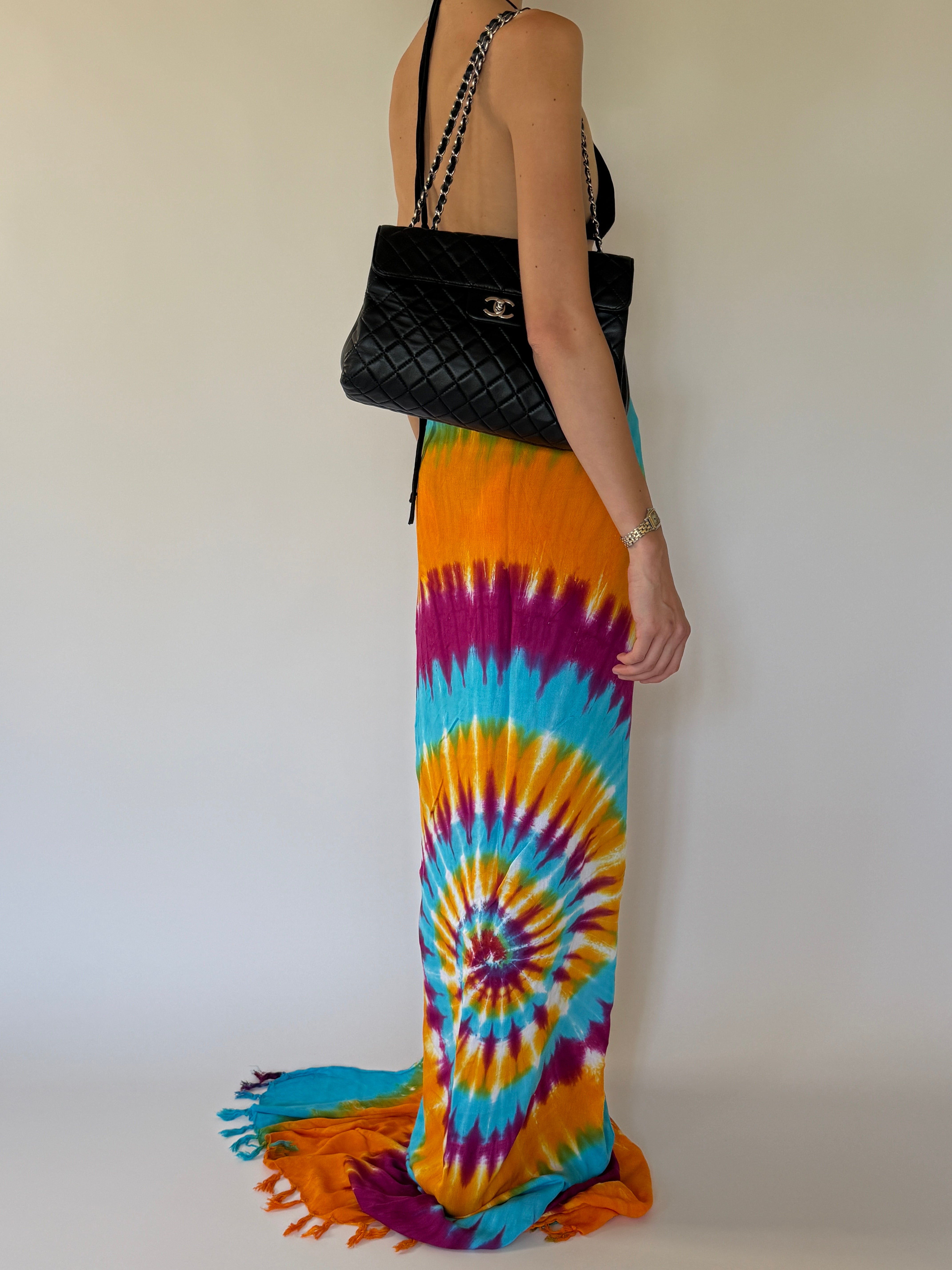 Vintage colorful tie-dye pareo back view