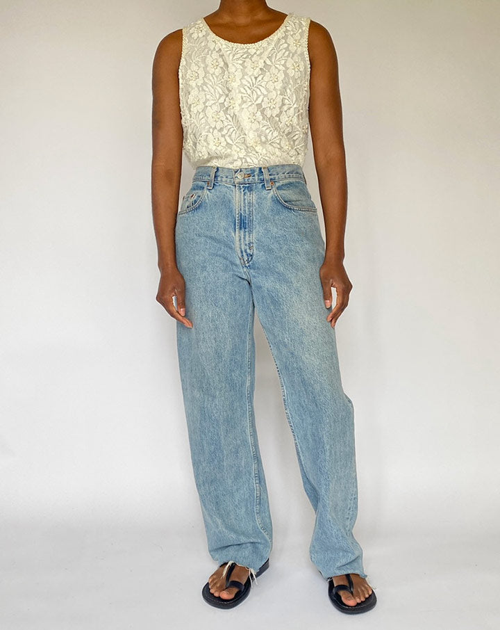 VINTAGE LACE DETAILED TANK TOP IN CREAM 5101