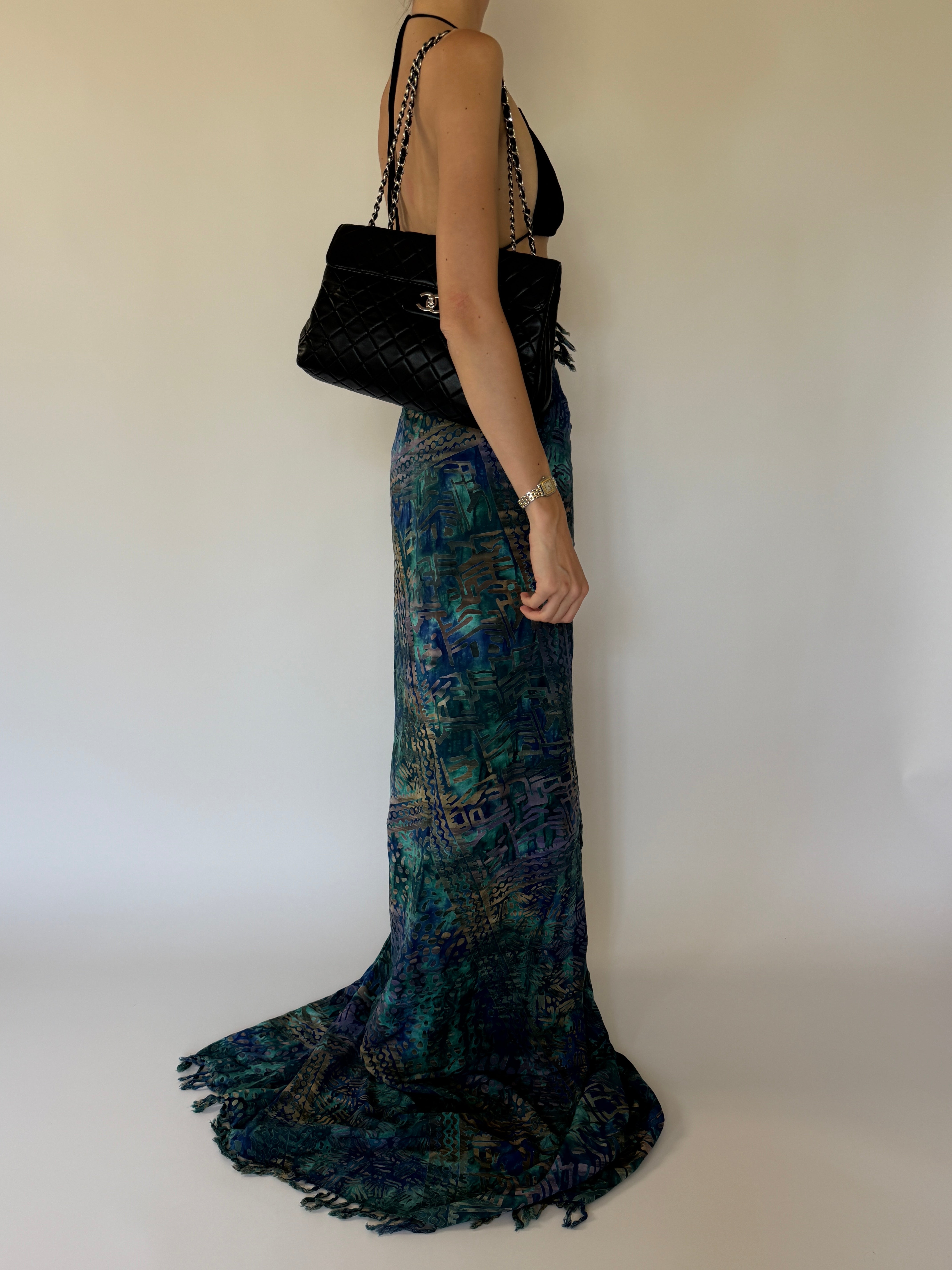 Vintage Printed Wrap Sarong Blue Green 7576