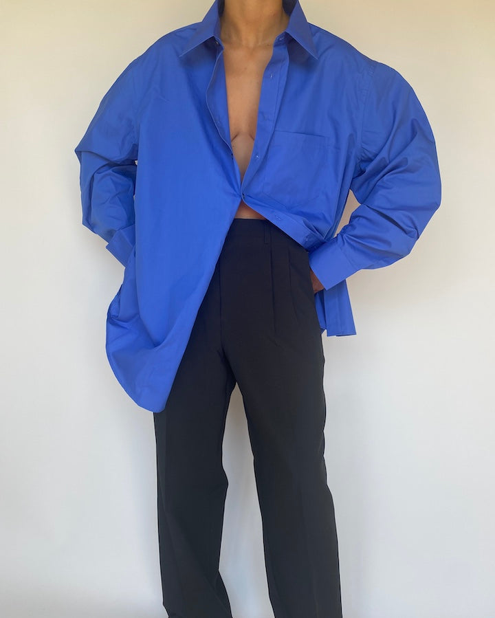 VINTAGE OVERSIZED BLUE BUTTON DOWN SHIRT 3147