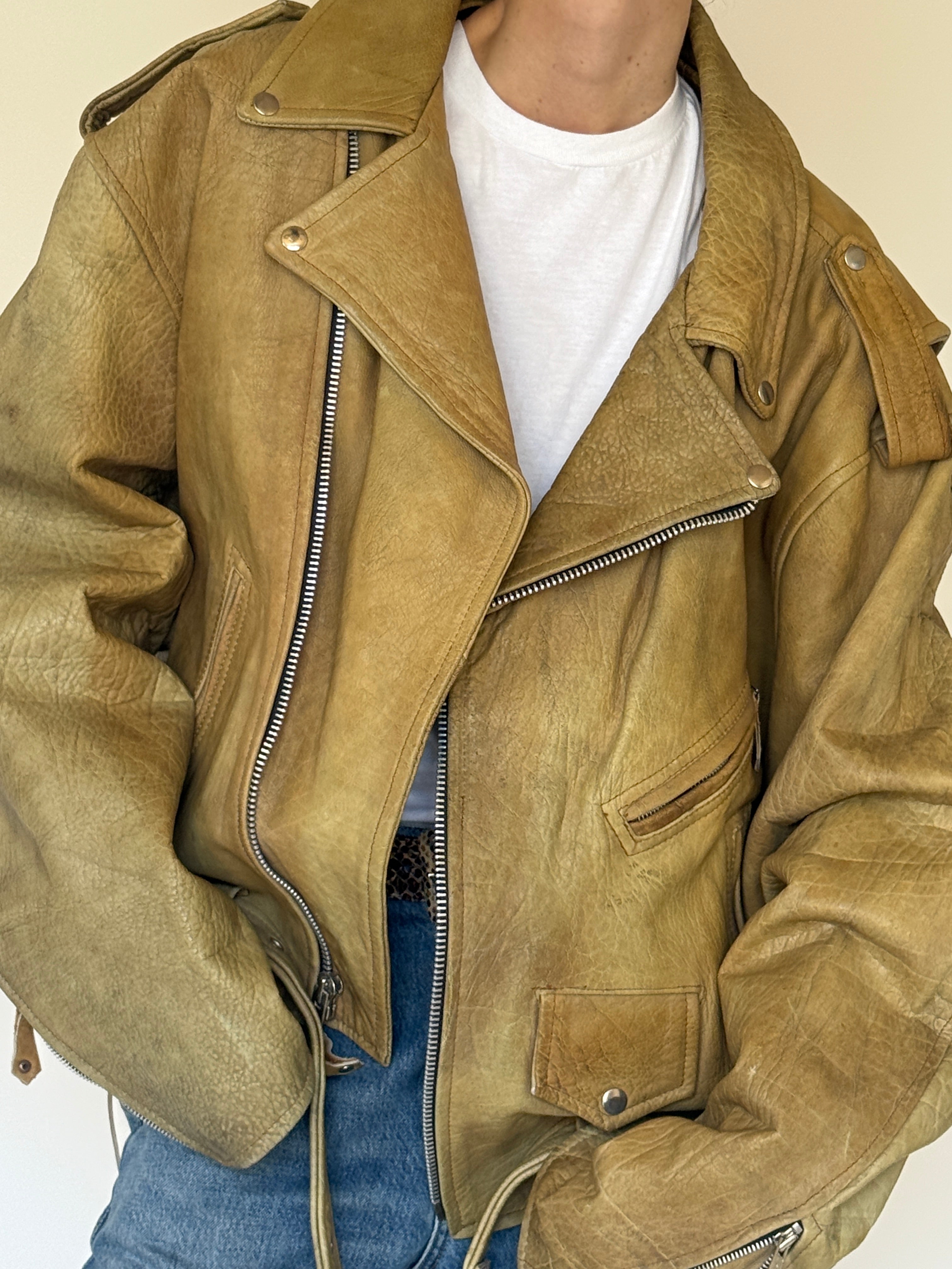 Vintage biker jacket silver zipper detail