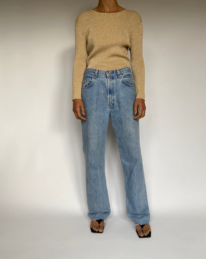 VINTAGE GOLD BEIGE LONG SLEEVE TOP 2644