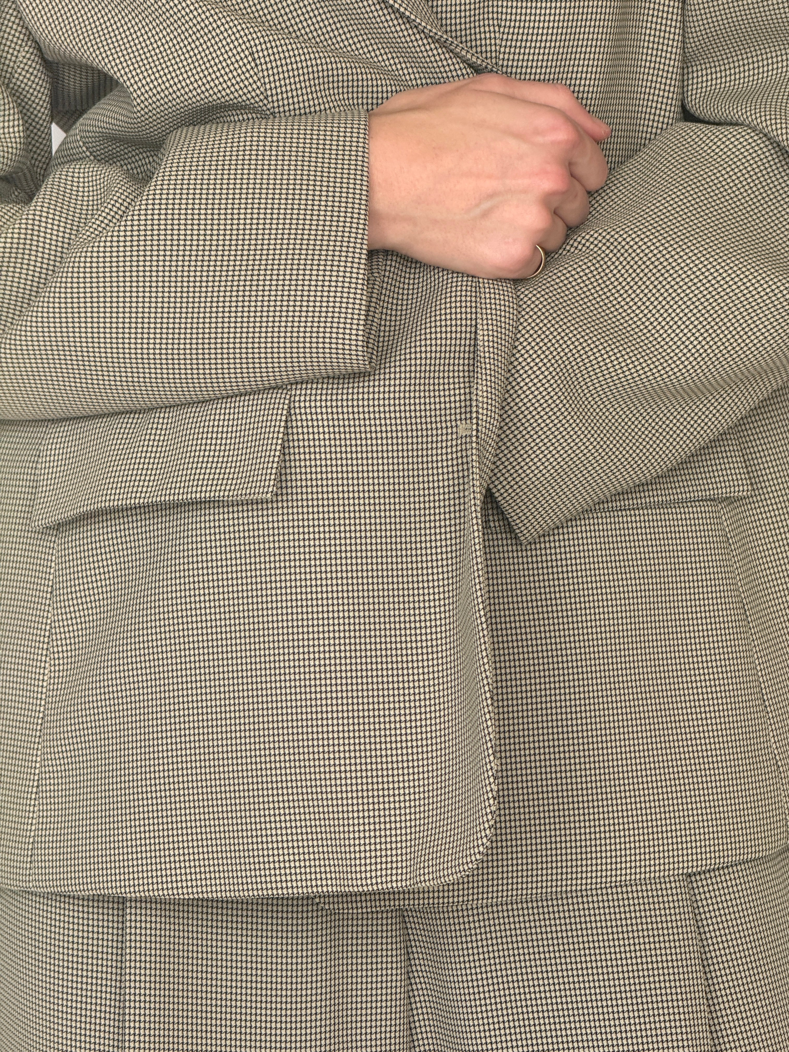 Vintage olive check suit blazer front view