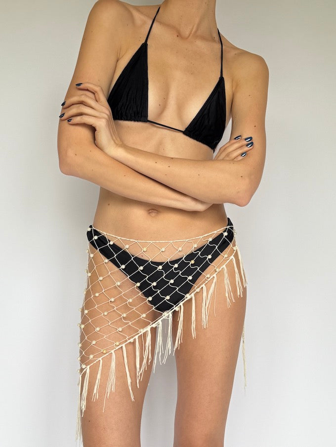 Vintage crochet-style wrap beach cover-up 5904