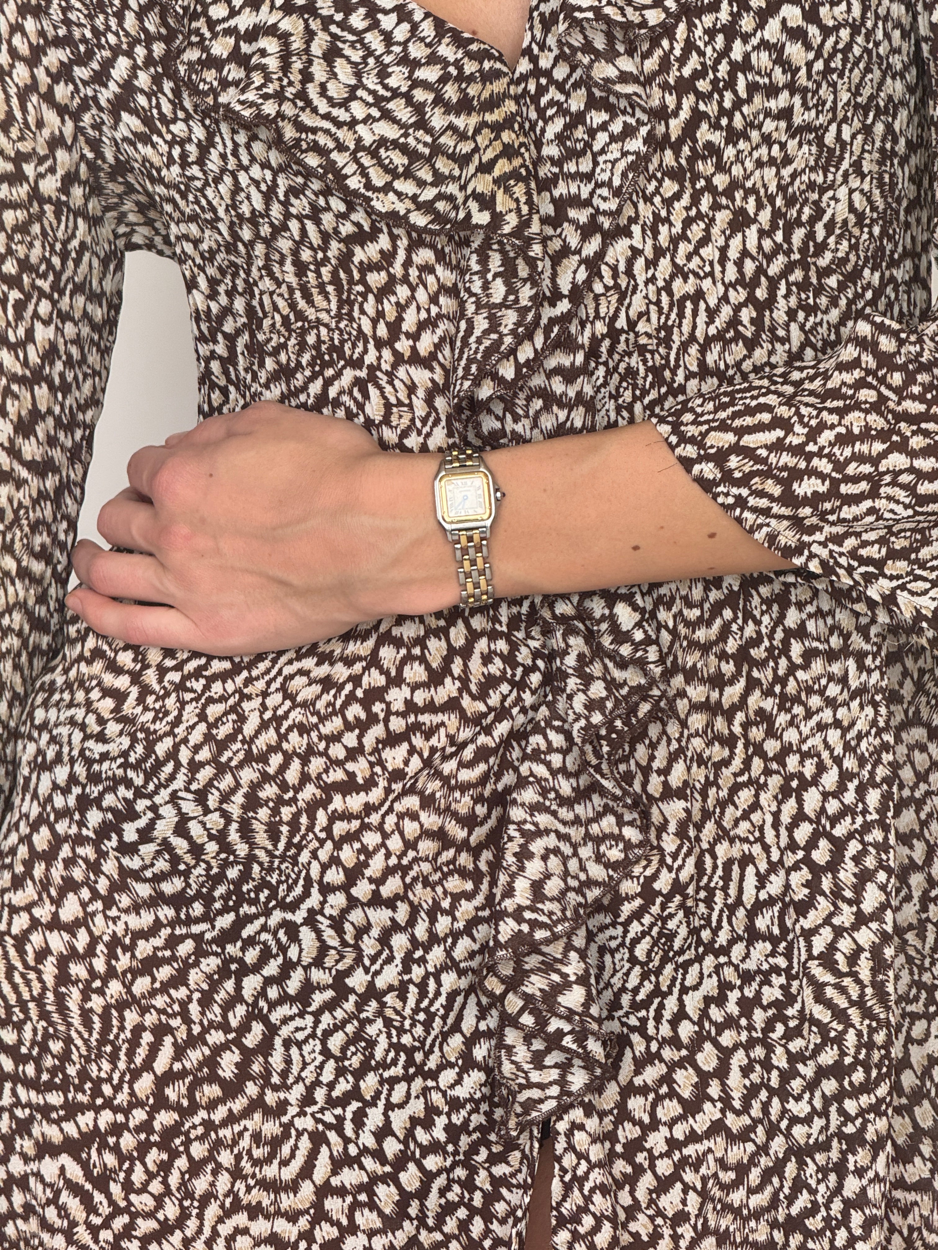 Vintage Printed Swim Cover-Up Brown Cream 7359