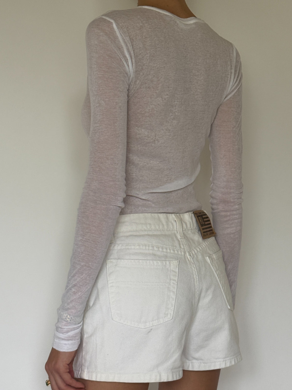 Vintage Ralph Lauren denim shorts white back view