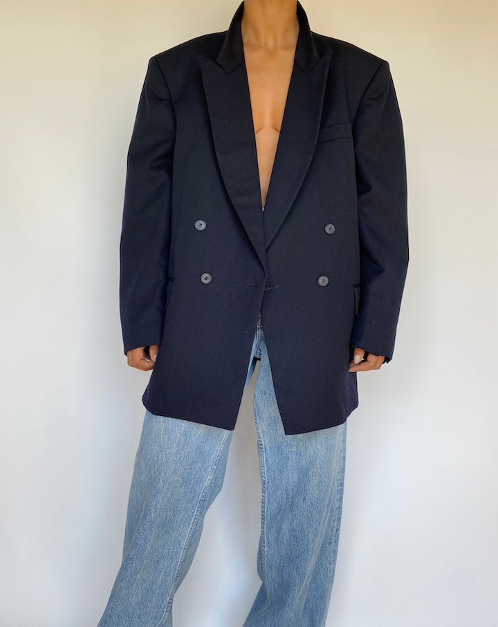 VINTAGE NAVY WOOL BLAZER 3153