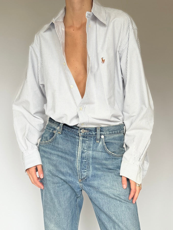 Vintage Stripe Ralph Lauren Shirt Blue & White 6498
