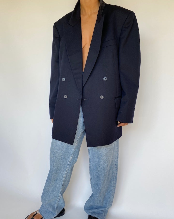VINTAGE NAVY WOOL BLAZER 3153