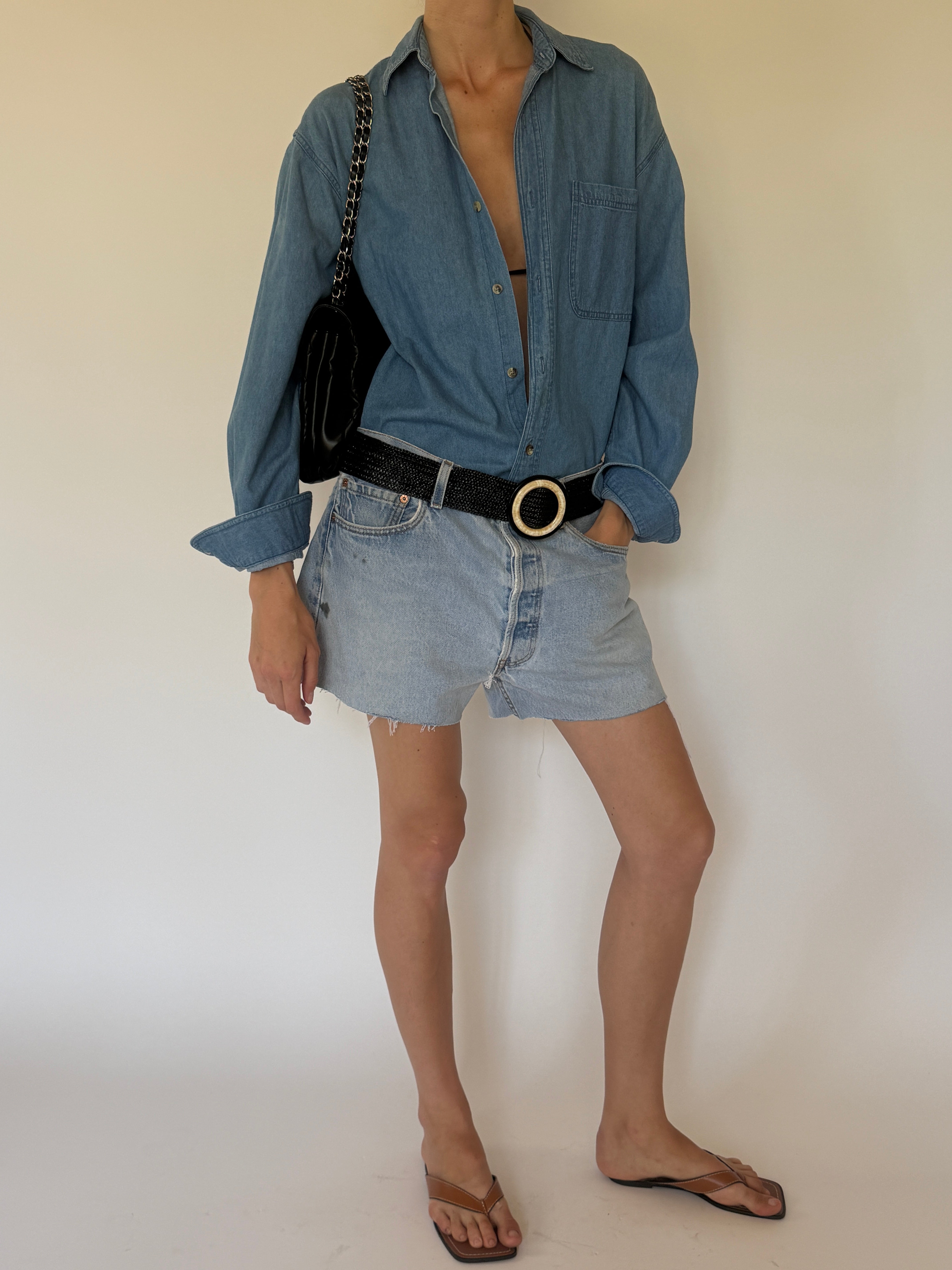 Vintage oversized blue denim shirt oversized fit