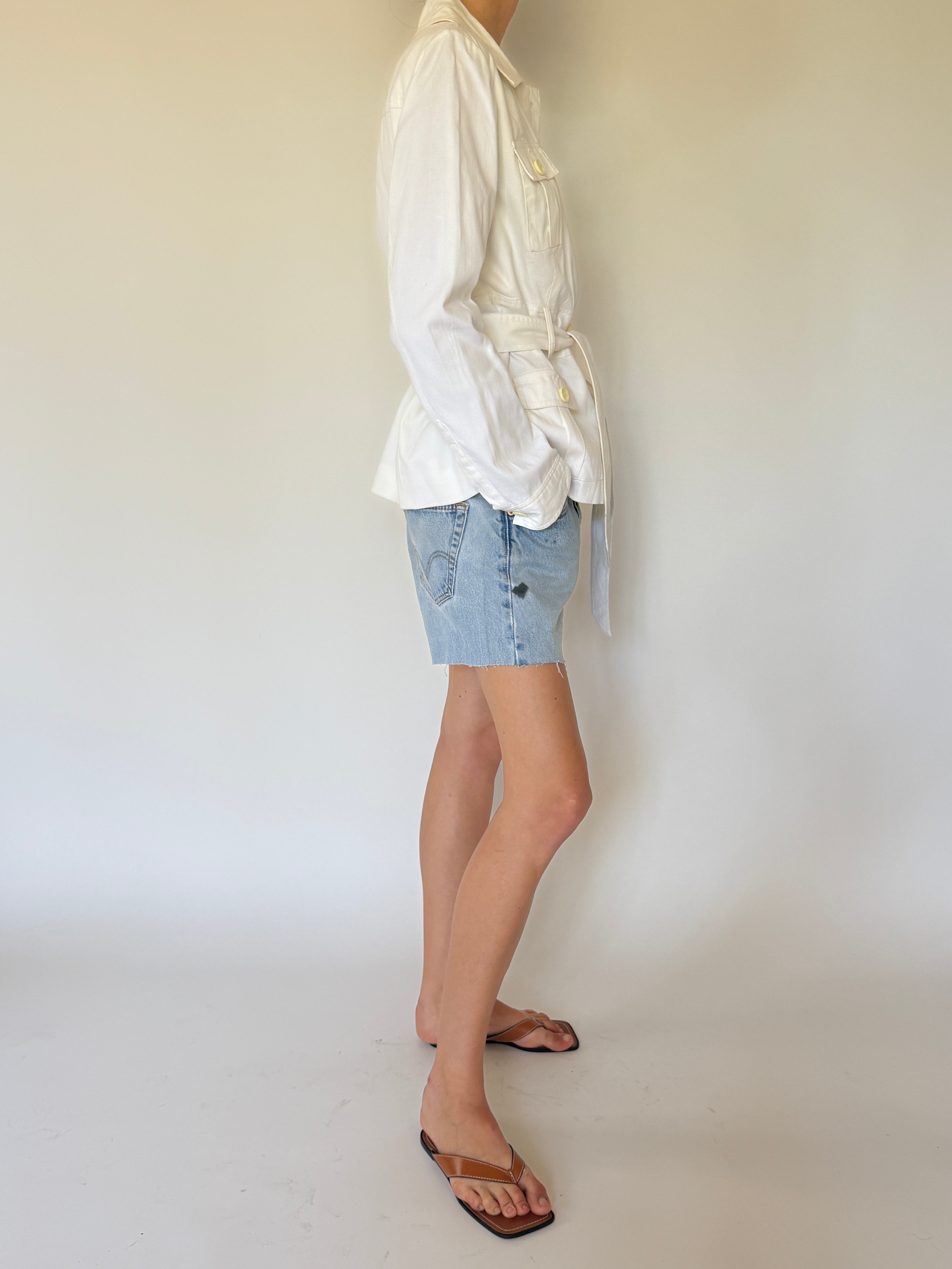 Vintage white utility jacket side view