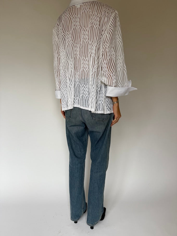Vintage Textured Sheer Shirt 6486