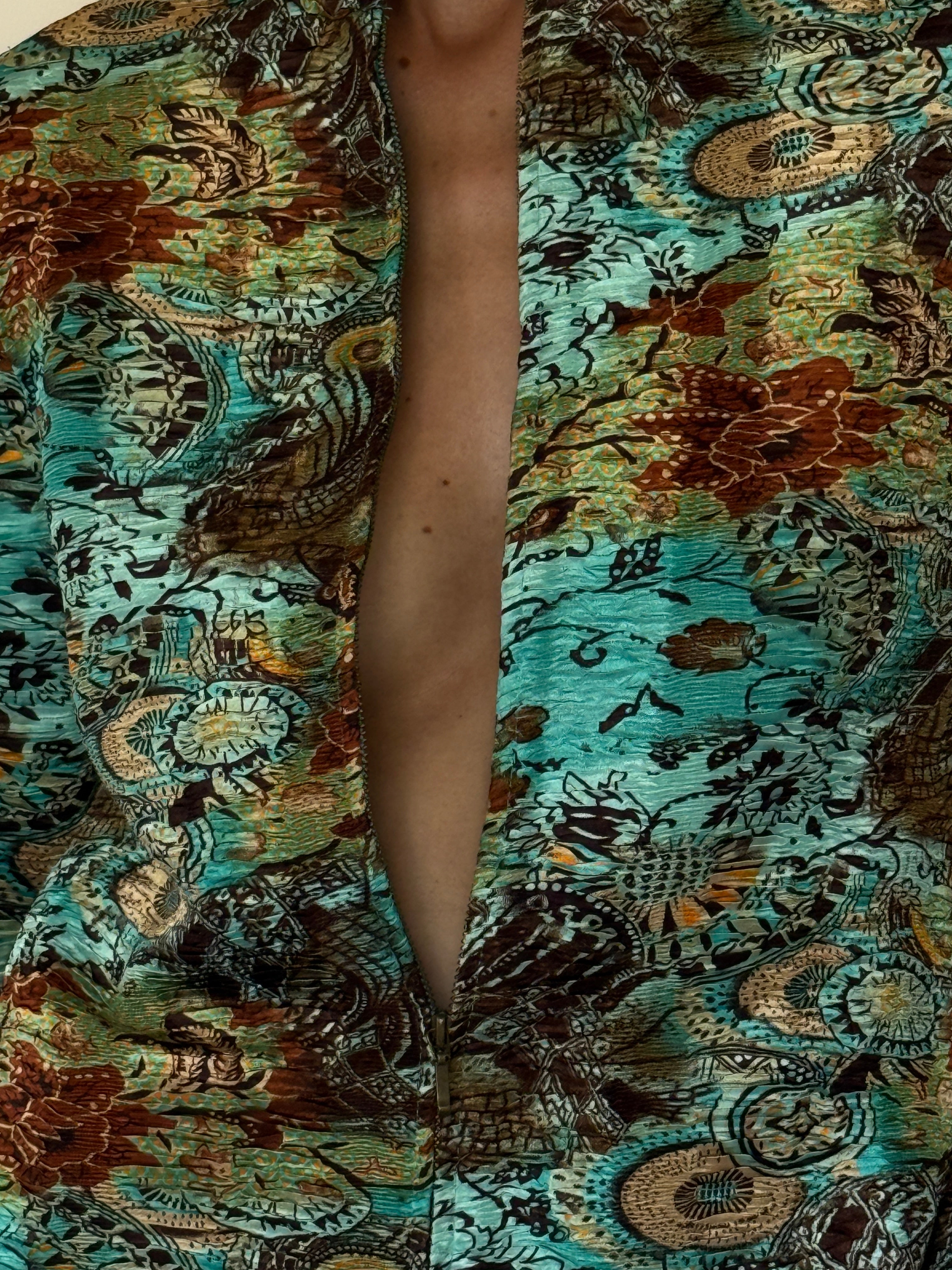 Vintage brocade fabric close-up