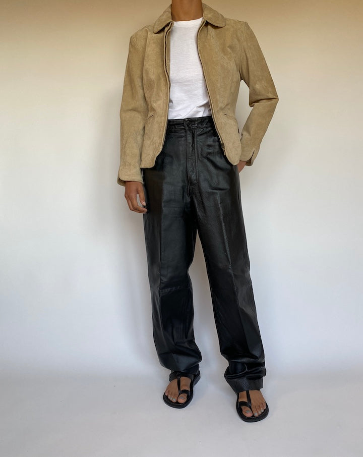 VINTAGE BEIGE SUEDE LEATHER JACKET 2657