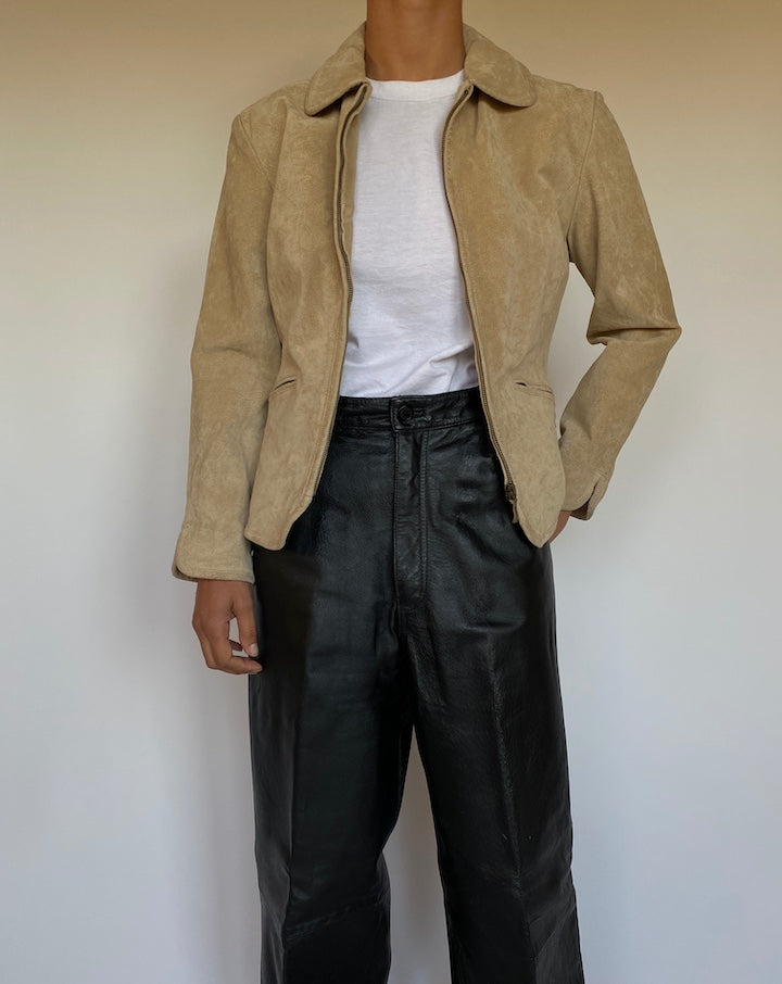VINTAGE BEIGE SUEDE LEATHER JACKET 2657