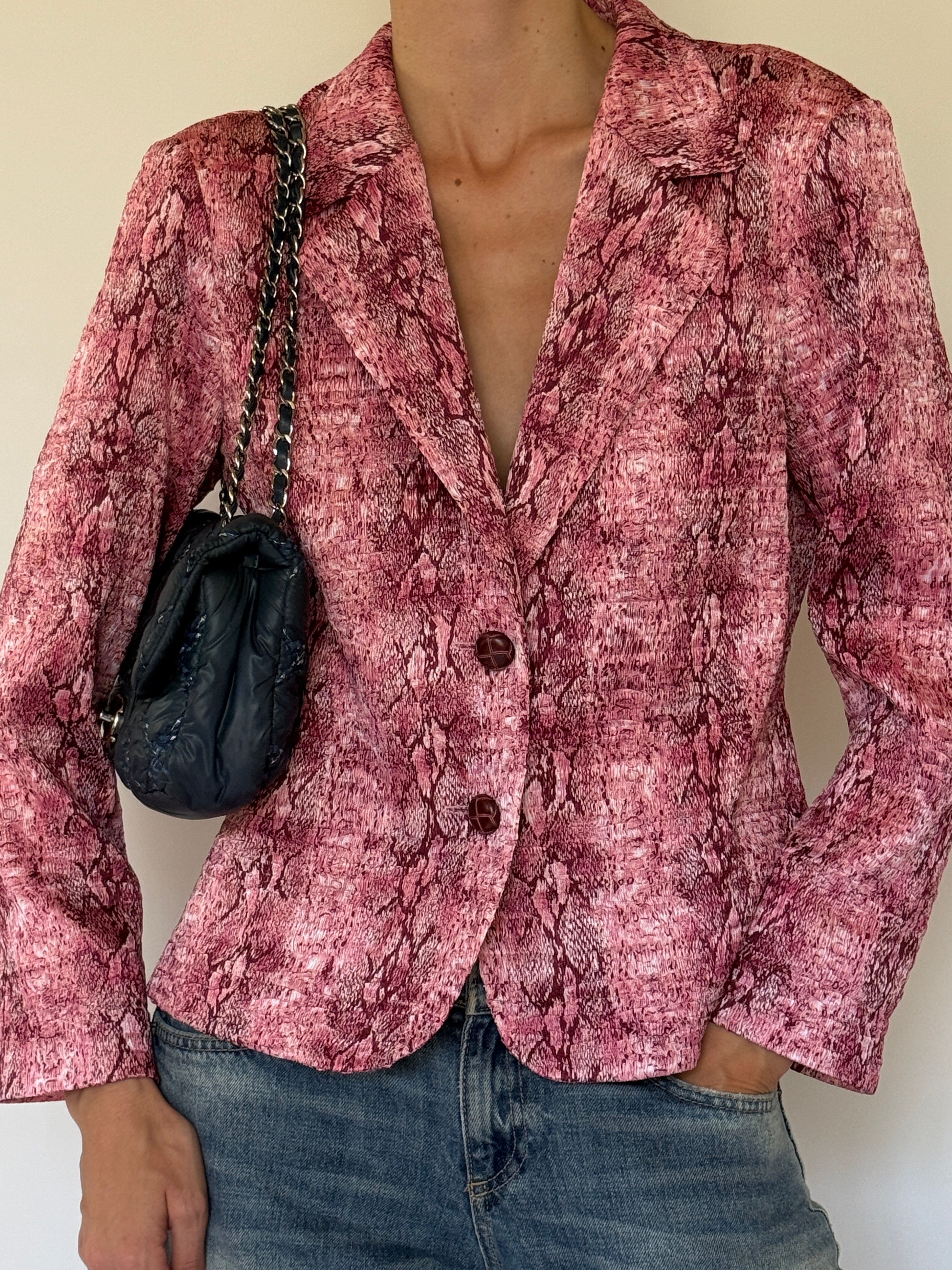 Vintage pink textured blazer front view