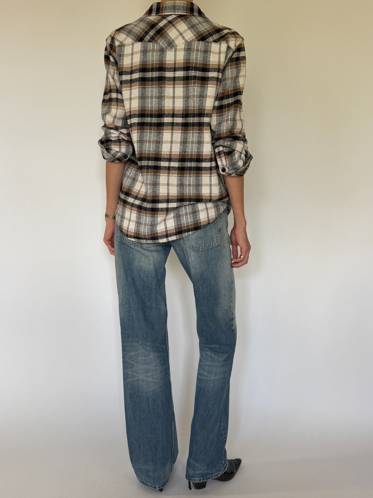 Vintage plaid flannel shirt back view