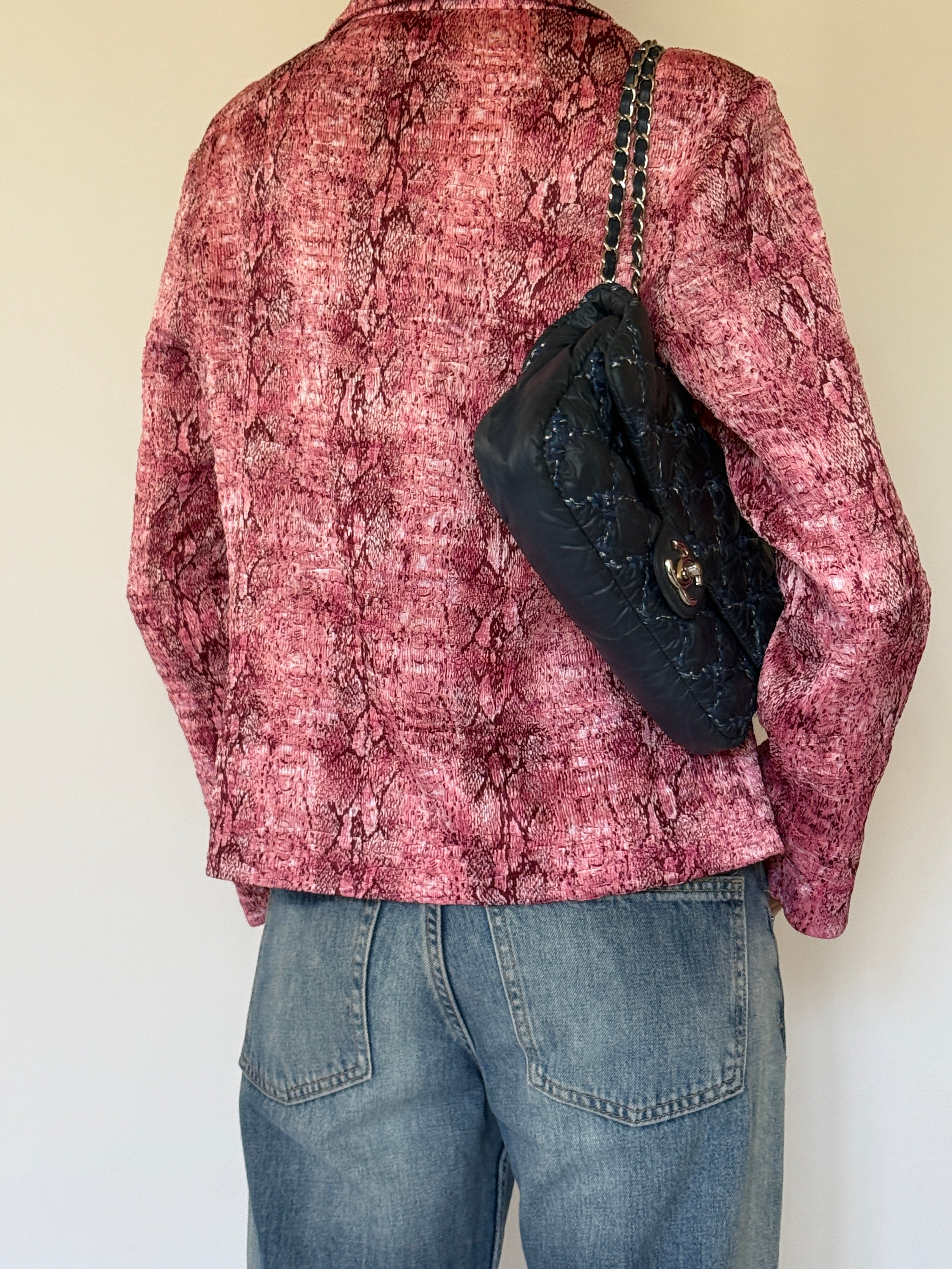 Vintage pink textured blazer back view