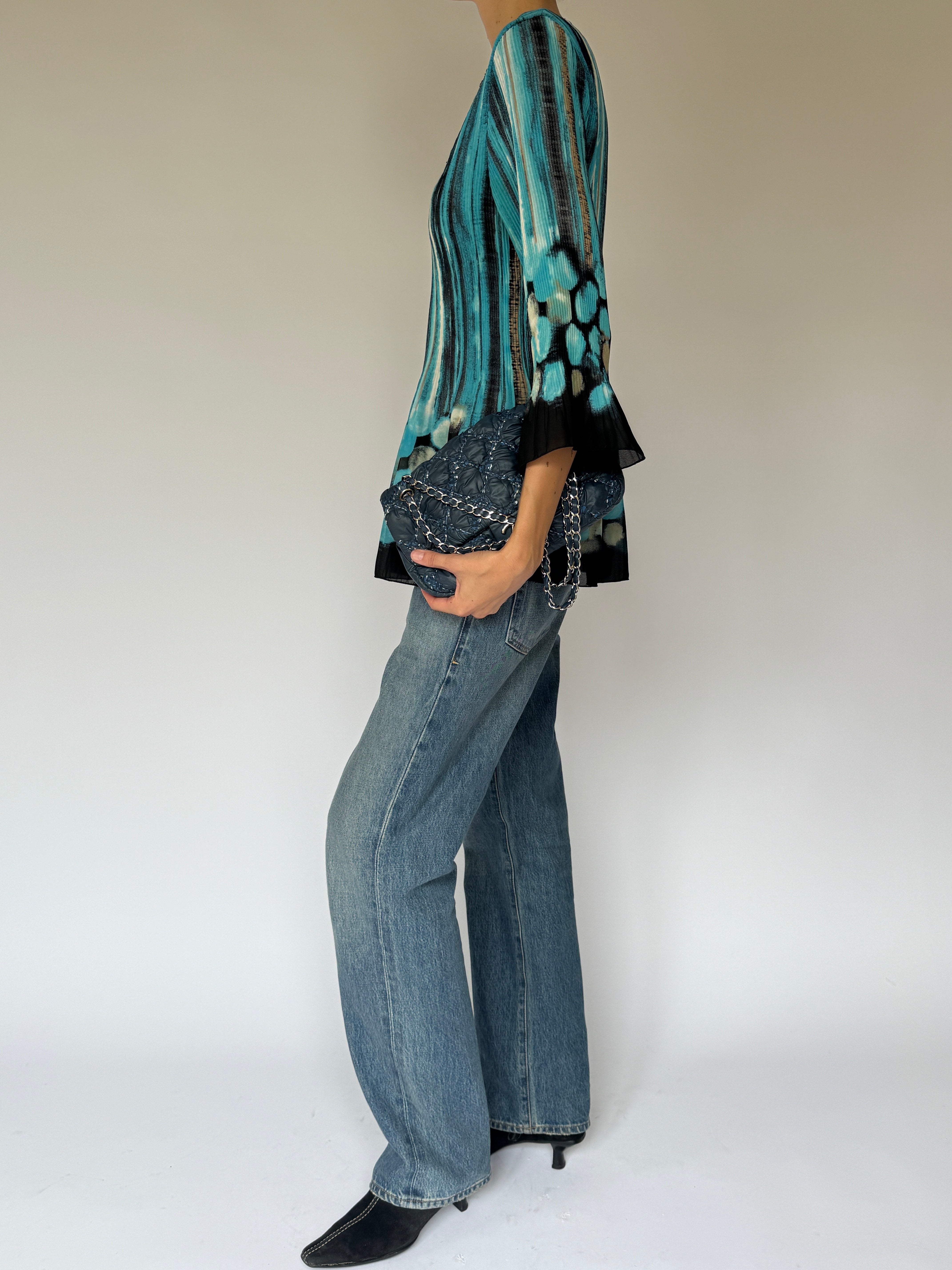 Vintage Printed Scoop-Neck Top 6549