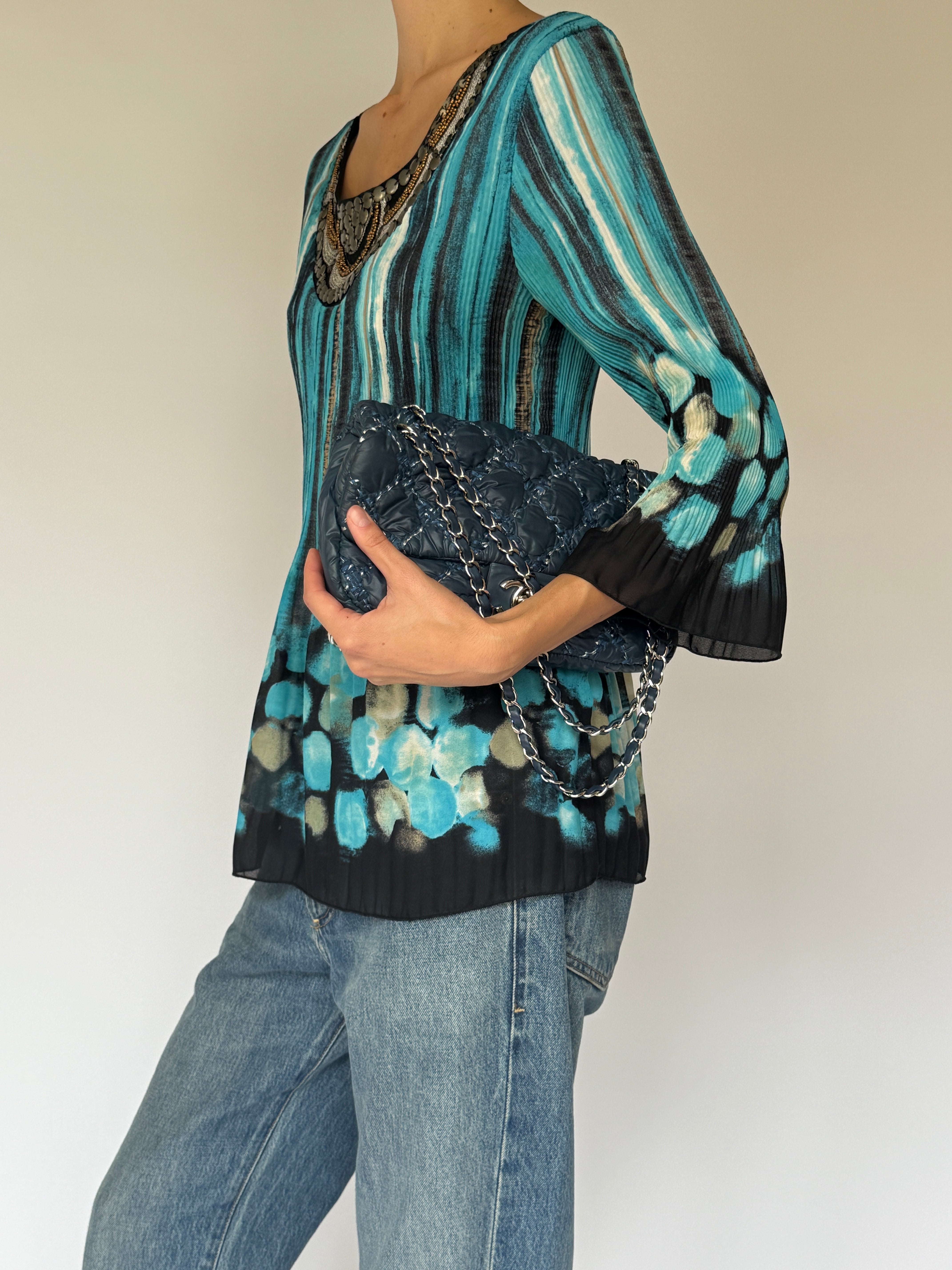 Vintage Printed Scoop-Neck Top 6549