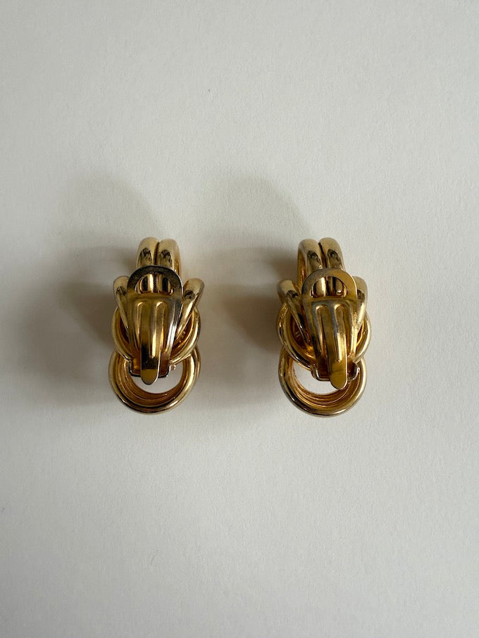 Vintage Gold Knot Clip-On Earrings
