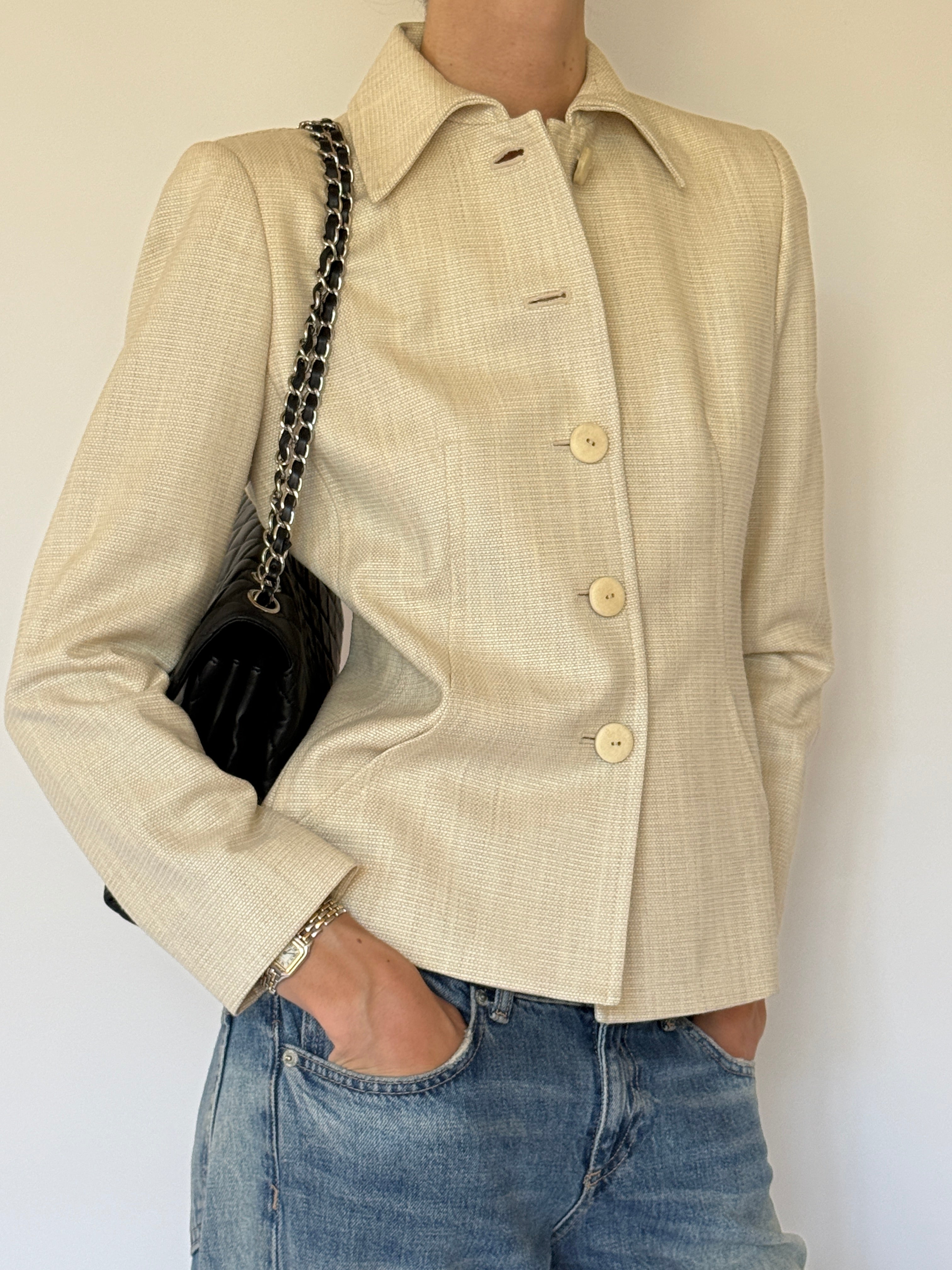 Vintage cream structured jacket side view