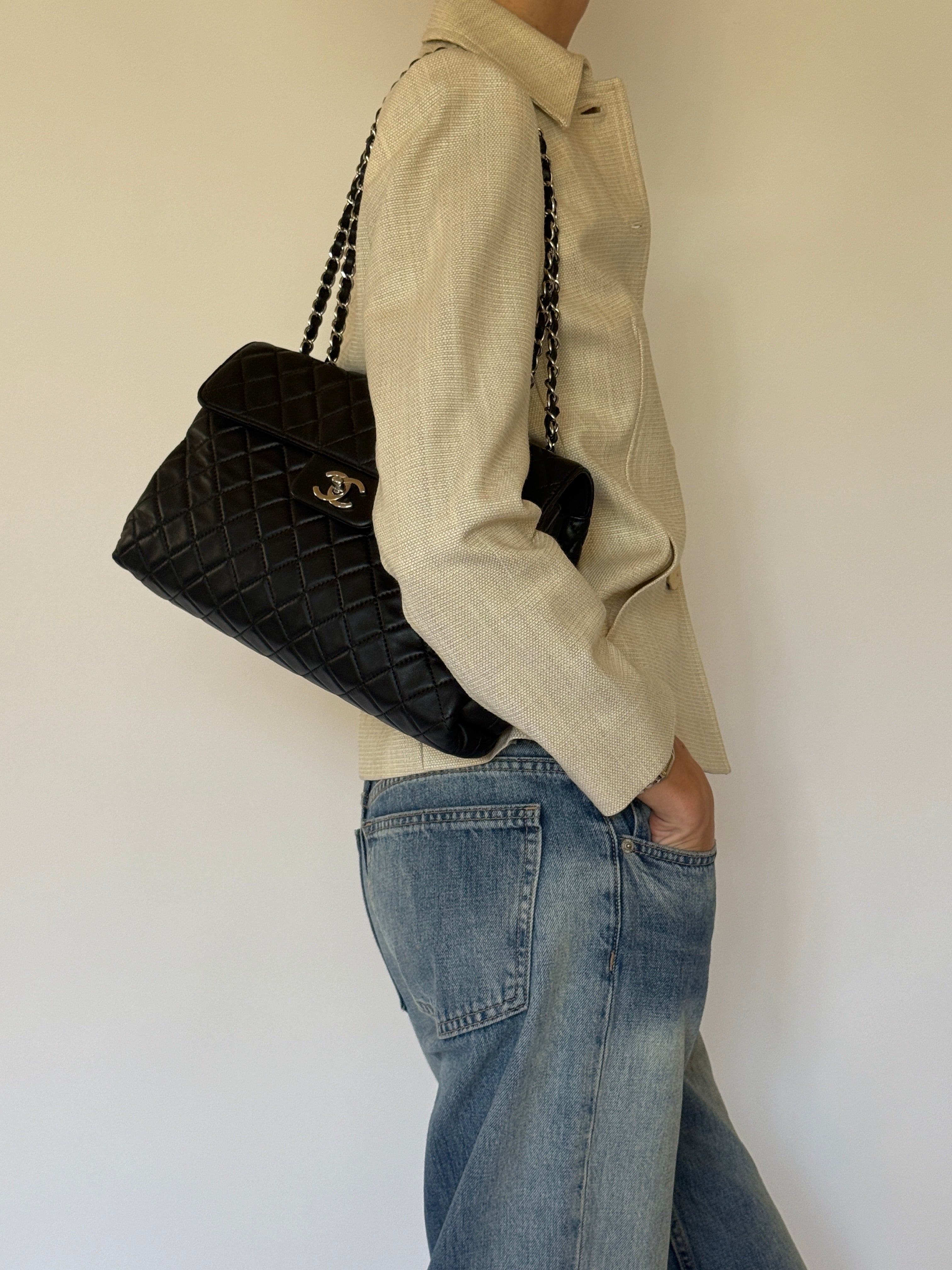 Vintage cream structured jacket side view