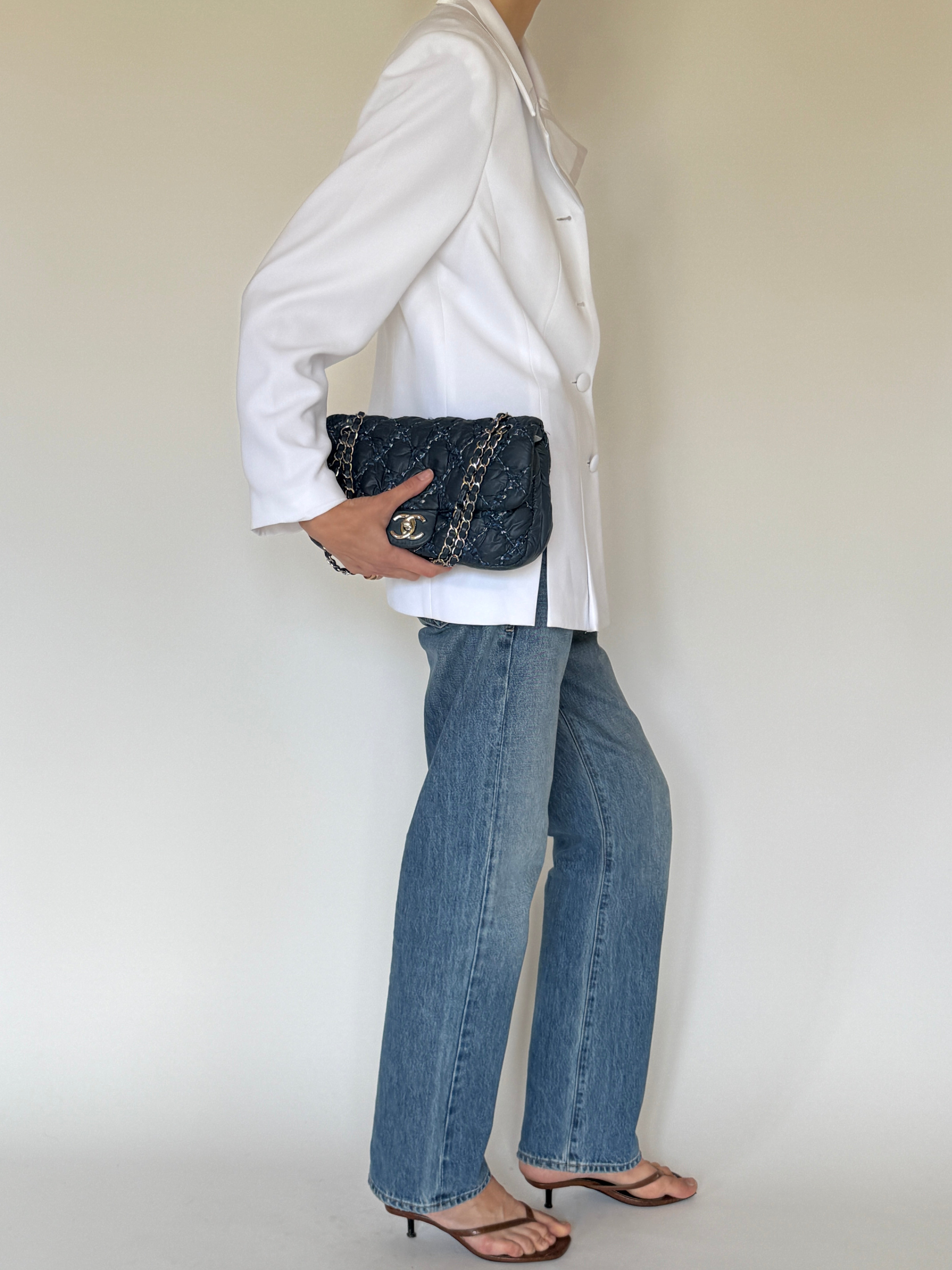 Vintage white structured blazer side view